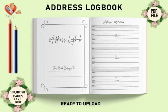 High-Quality Address Logbook for KDP Interiors