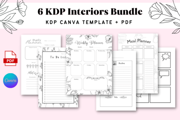 Unlock Creativity and Organization with 6 KDP Interiors Bundle Canva PDF